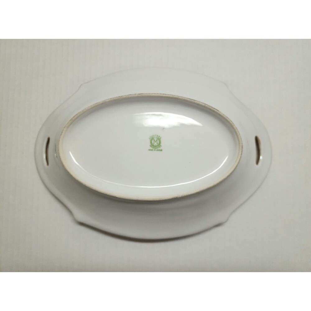 Antique Noritake Morimura Handpainted Made in Japan Luster Dish 2-Handles Fruits - Picture 9 of 11